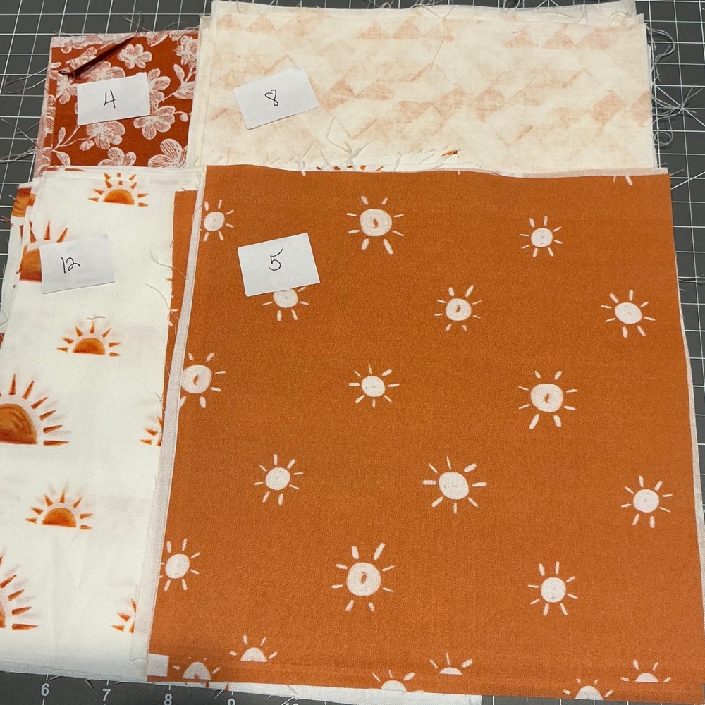 29pc Terracotta Sun Floral Quilting Fabric Squares 8.5" Charm Pack Burnt Orange